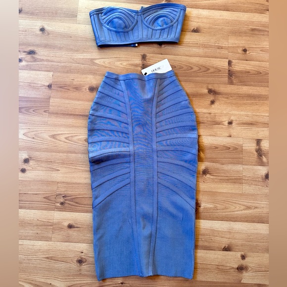 Formal Bodycon Ribbed Crop + Skirt Set - Picture 1 of 6